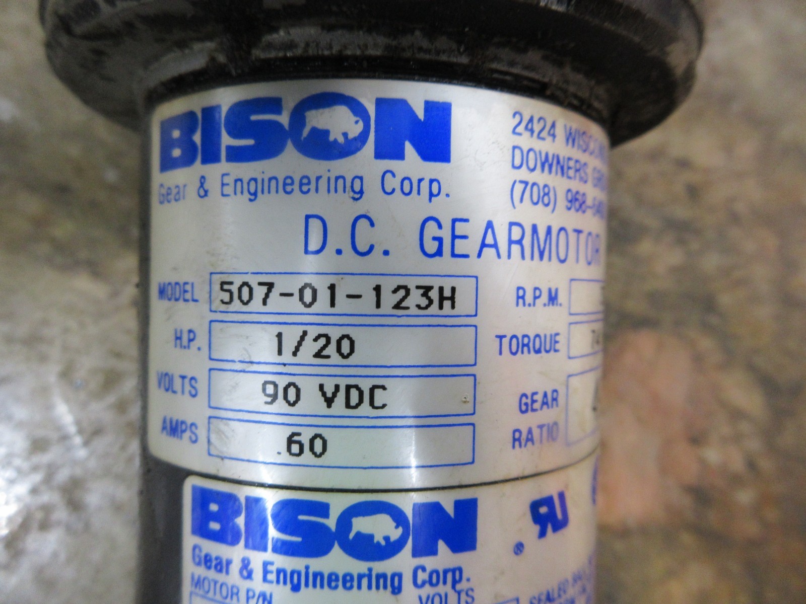 1996 HAAS VF-1 CNC VERTICAL MILL BISON 507-01-123H 151-700-1076 GEAR MOTOR