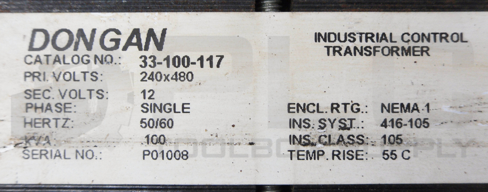 DONGAN 33-100-117 INDUSTRIAL CONTROL TRANSFORMER 240-480V 1PH 50/60HZ