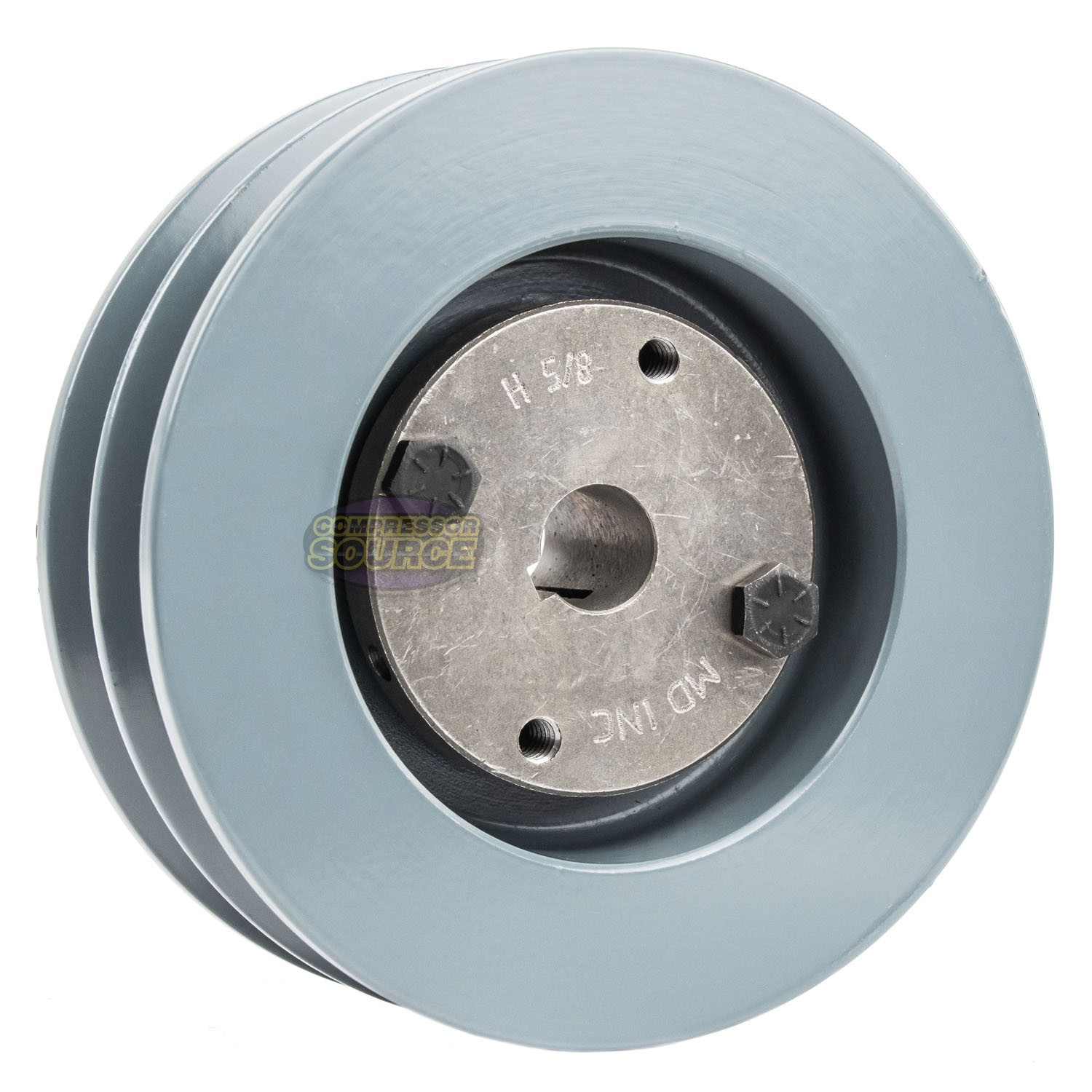 Cast Iron 4.75″ Dual Groove Pulley 2 Belt B Section 5L with 5/8″ Sheave Bushing