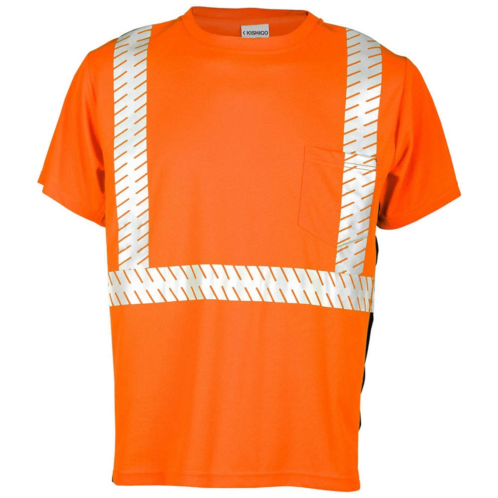 KISHIGO T-Shirt,Black Sided,Class 2,Orange,3XL 14F535