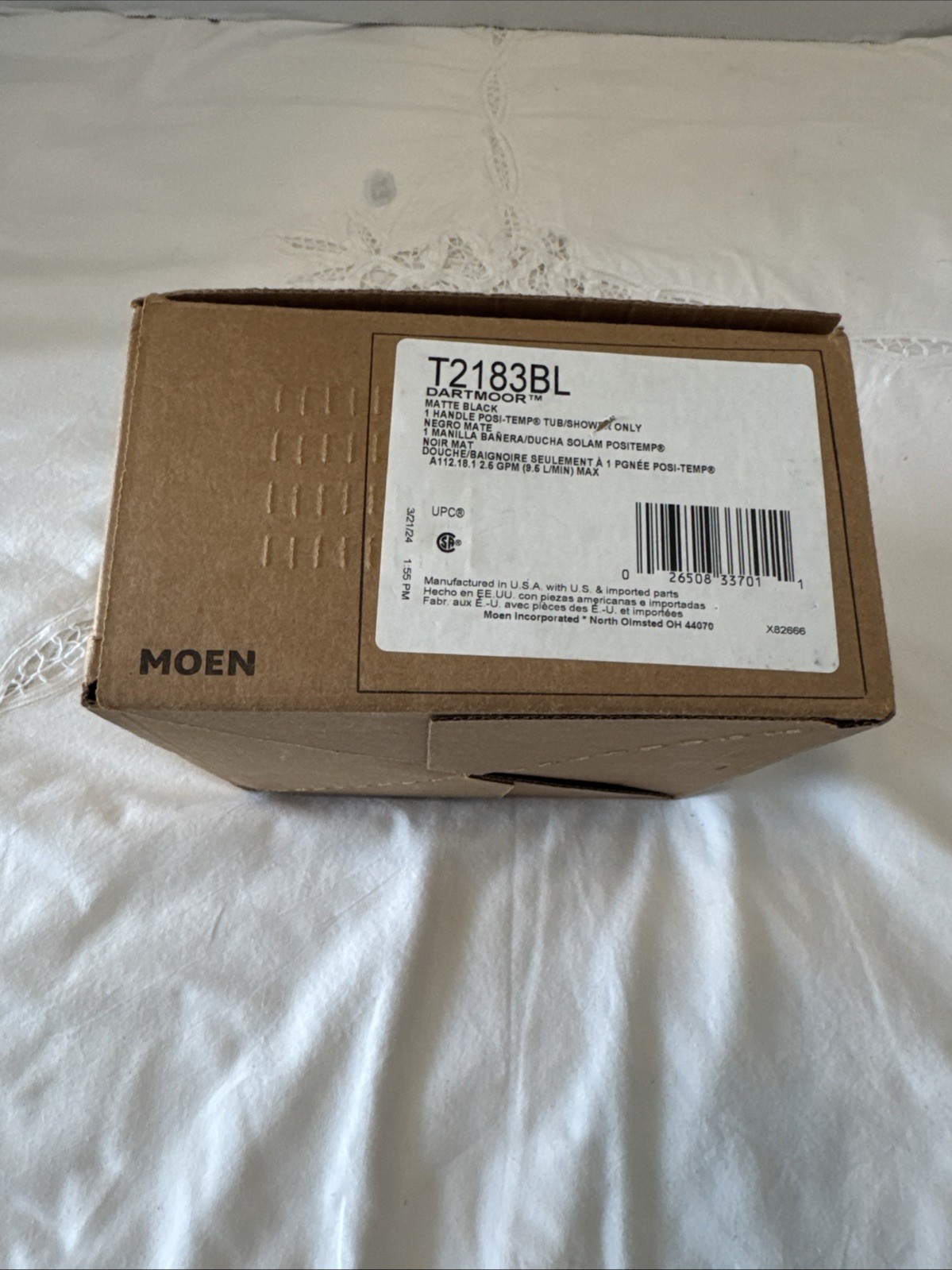 Moen T2183BL Dartmoor One Handle Bathtub & Shower Faucet, Matte Black