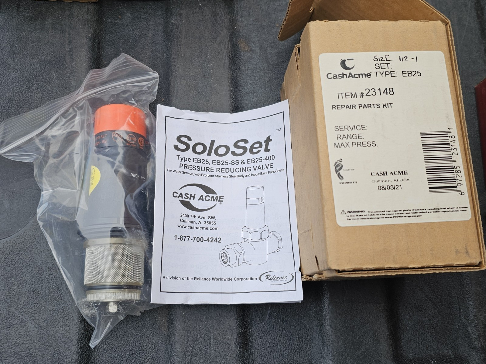 NEW CASH ACME TYPE EB25 REPAIR PARTS KIT #23148 SIZE 1/2-1 6CT 6D