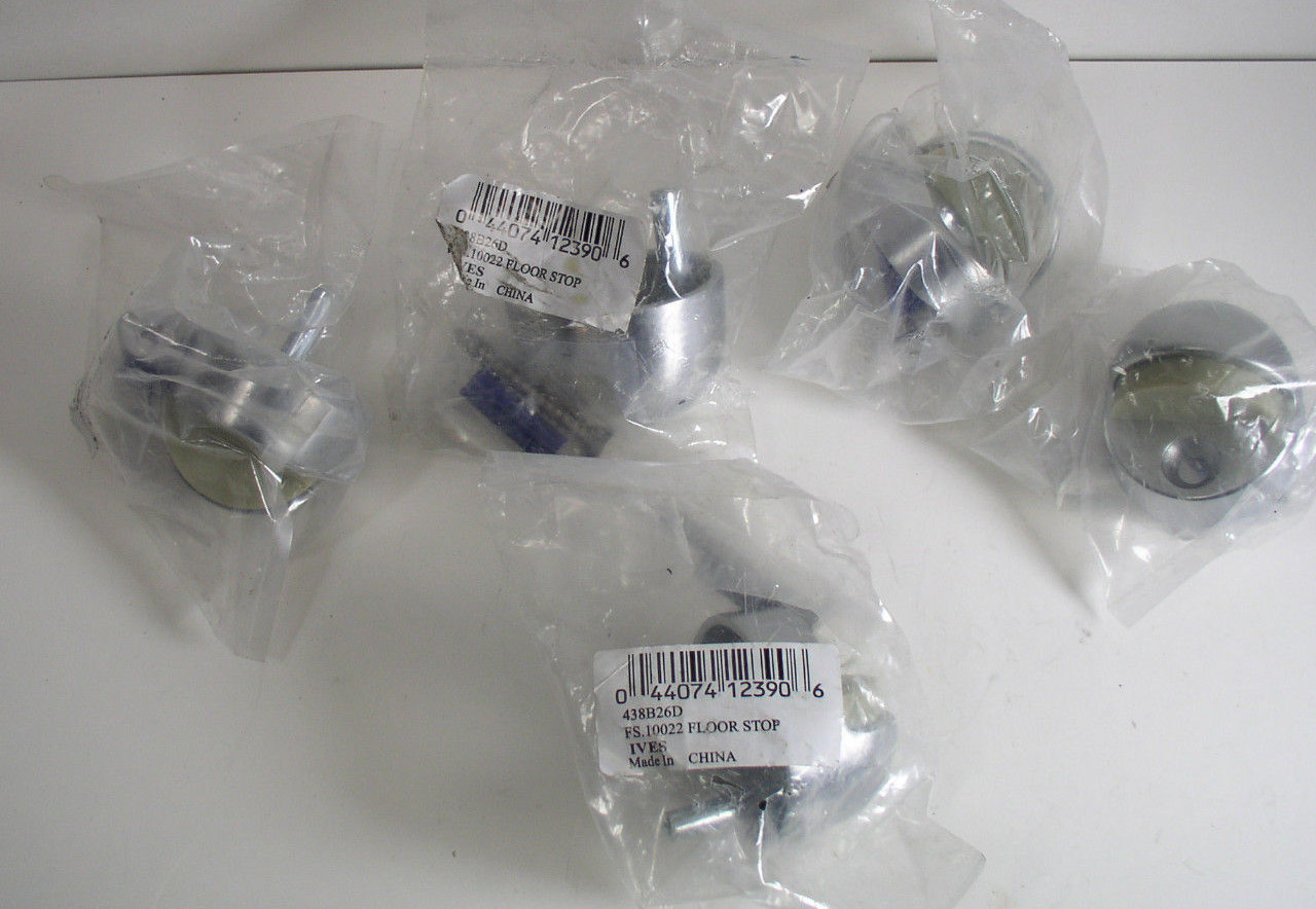 (5) Ives 438B26D Satin Chrome Floor Door Stop Lot of 5