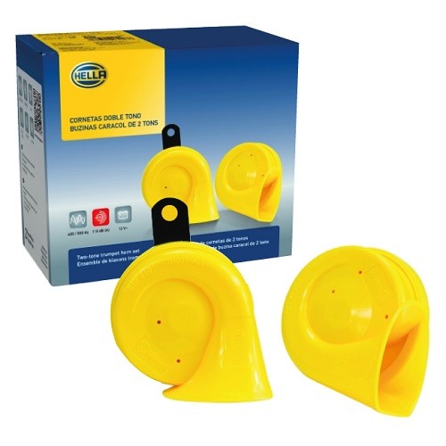 HELLA 012010821 Yellow Trumpet Horn Kit, 12 V, 400/500 Hz (Universal Fit)