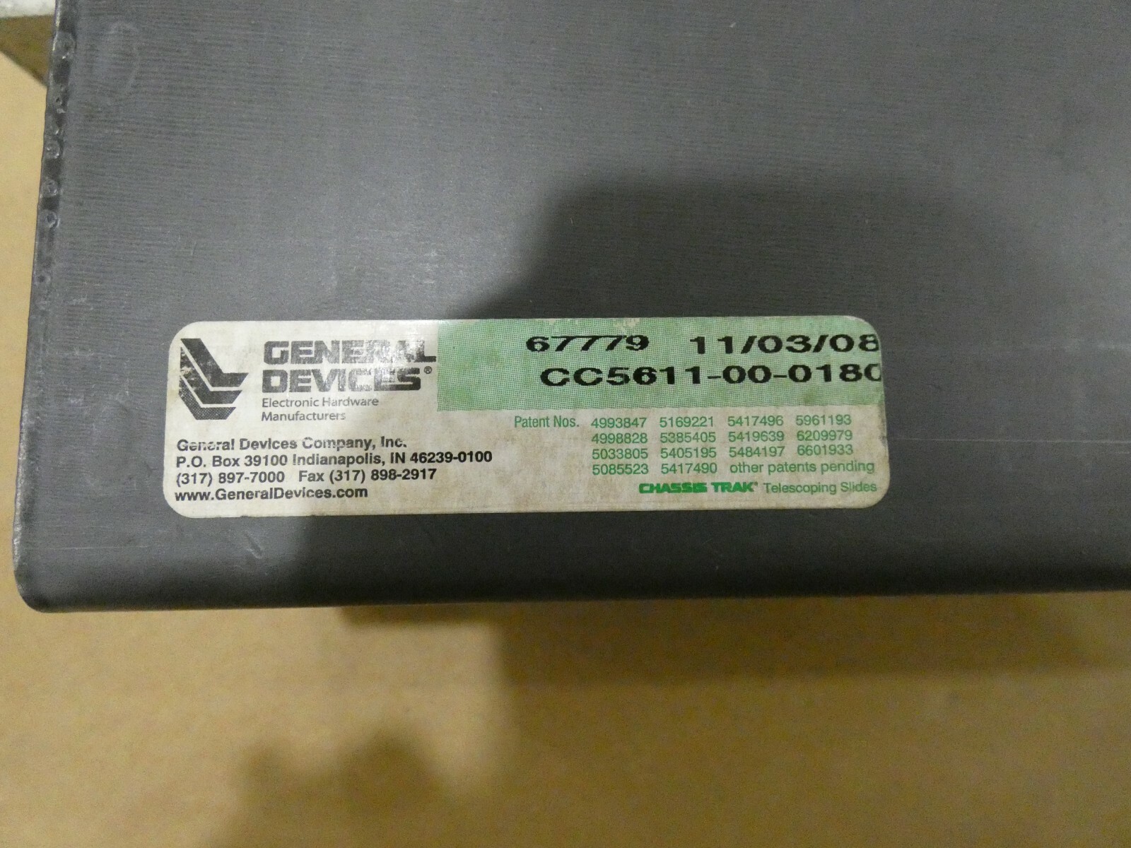 General Devices CC5611-00-0180 Extra Heavy Duty Vertical Ball Bearing Slide