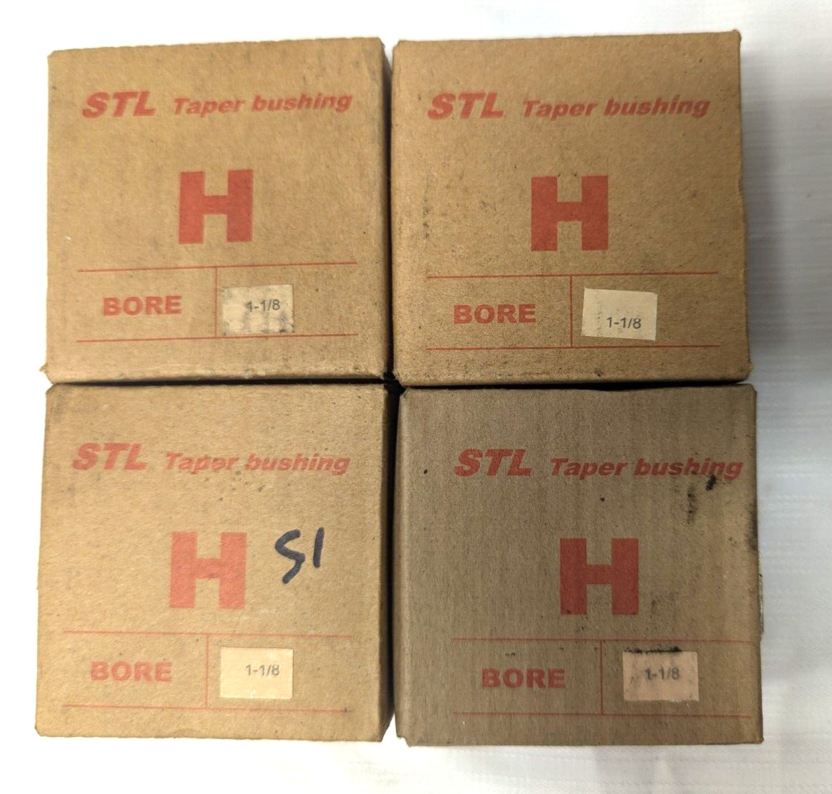 Lot of 4 B & B 1-1/8″ Bore Split Taper Bushings, #HX1-1/8 (New in original box)