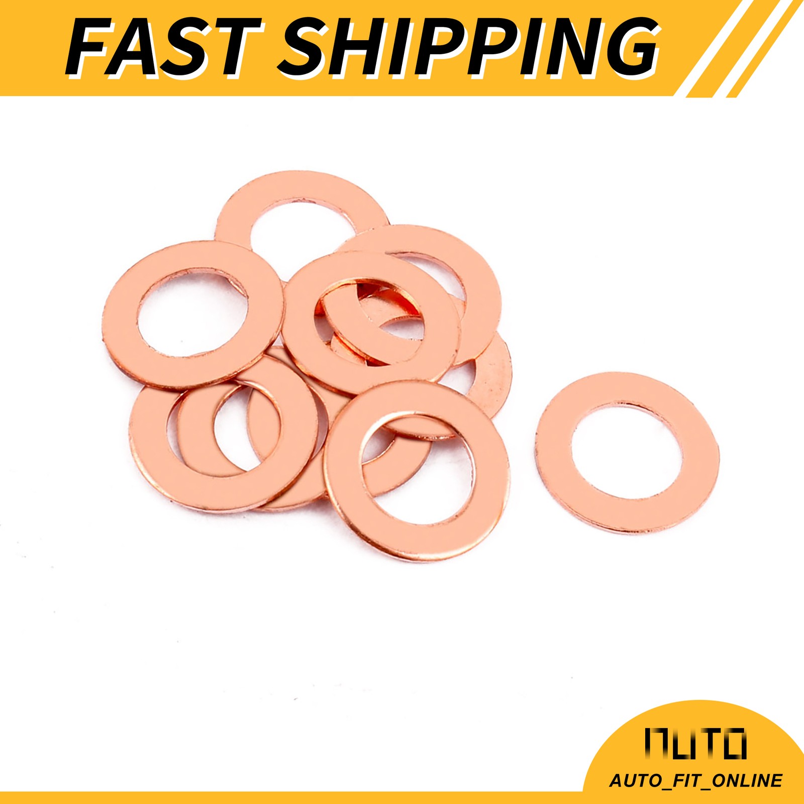 10 pcs 18mmx10mmx1mm Flat Ring Copper Crush Washer Sealing Gasket Fastener