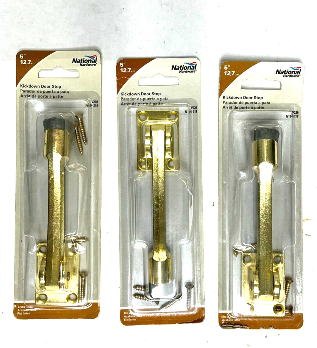 NATIONAL HARDWARE KICKDOWN DOOR STOP 5″ RUBBER STOP 1″ LOT OF 4