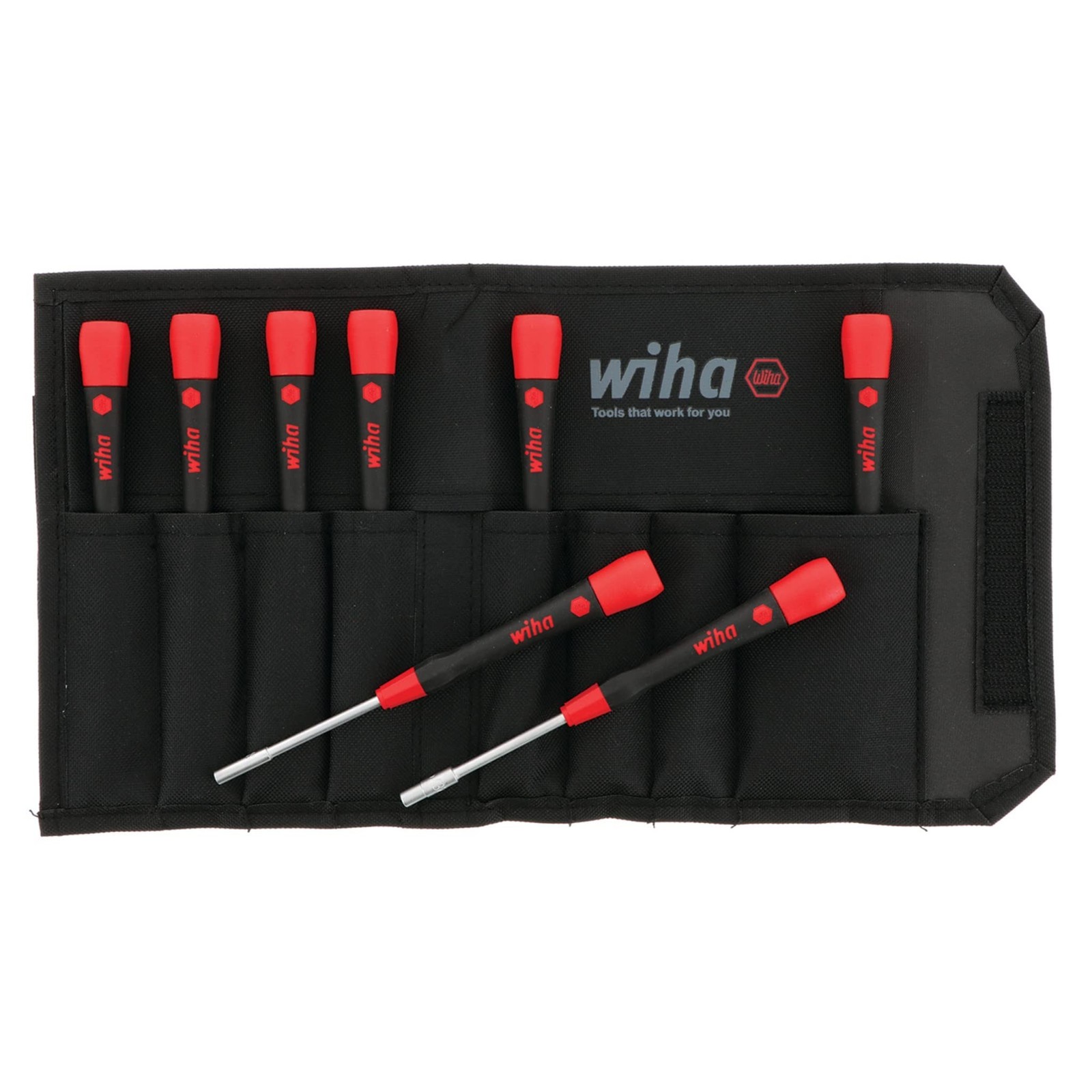 Wiha 26593 Nut Driver Set, Inch with Precision Soft PicoFinish Handle in Pouc…
