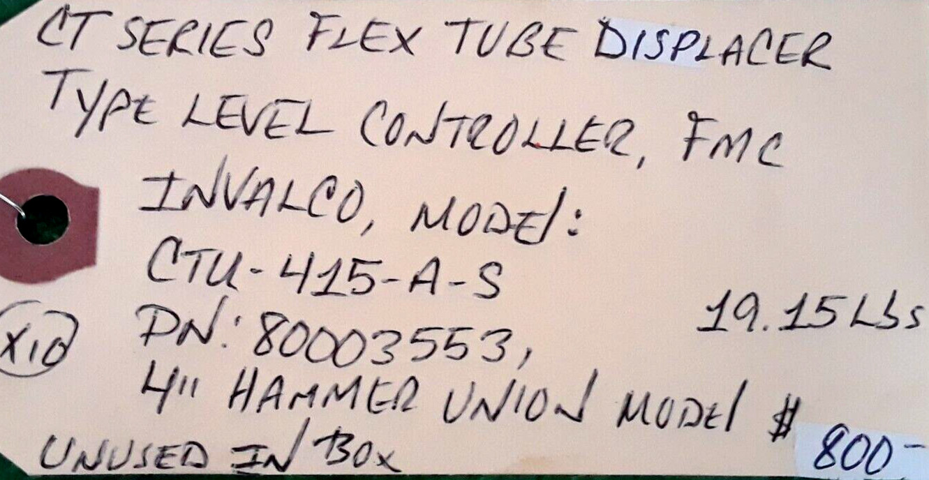 🟠INVALCO FLEX TUBE LEVEL CONTROLLER PESSCO IS OFFERING 1 C032823-1-10 🗽