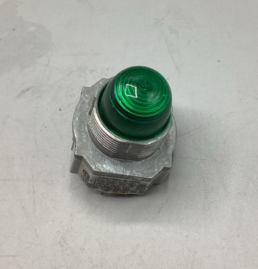 USED IDEC APD199N-G-120V Heavy Duty Green Indicator Pilot Light