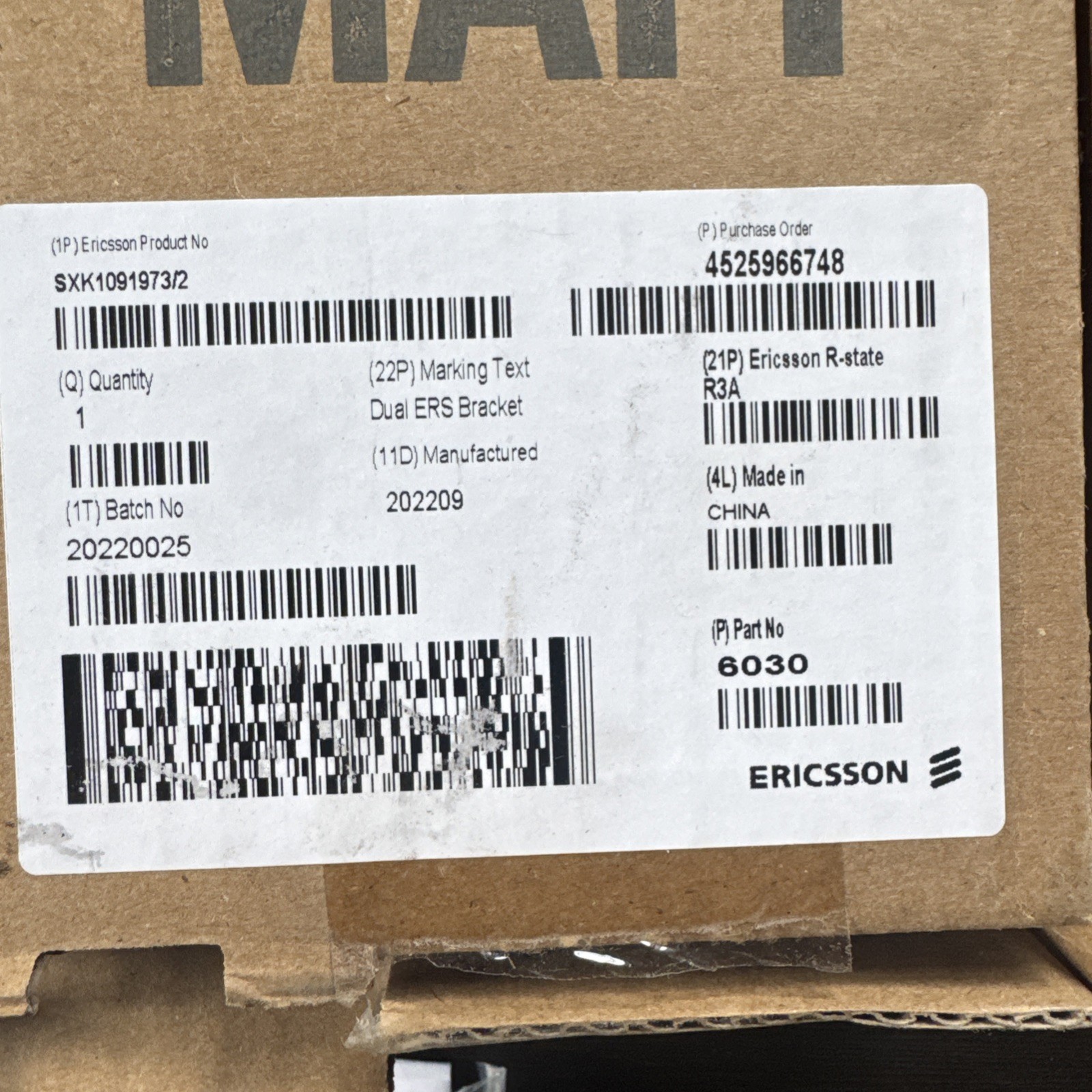 NEW Ericsson Dual ERS Bracket: SXK1091973/2 for radio 4480/4449