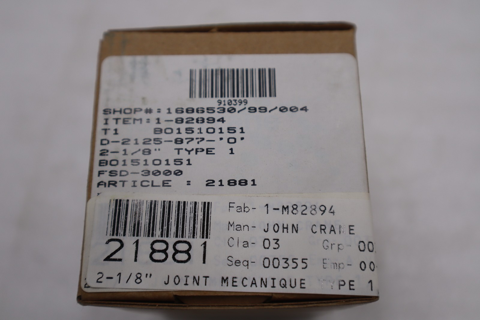 John Crane FSD3000/ D-2125-877-‘0’ 2-1/8″ TYPE 1 Spring Seal Assembly – #GF490A