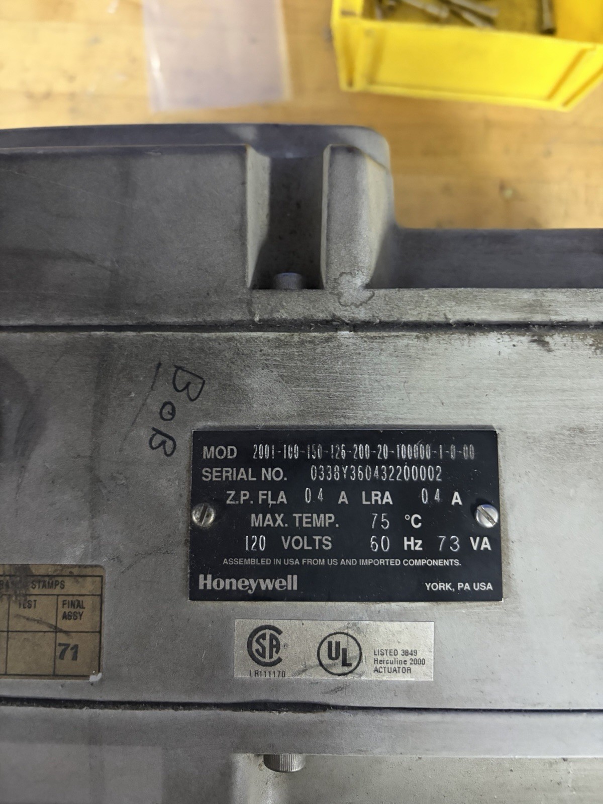 HONEYWELL 2001-100-150-126-200-20-100000-1-0-00 ACTUATOR S90 USED