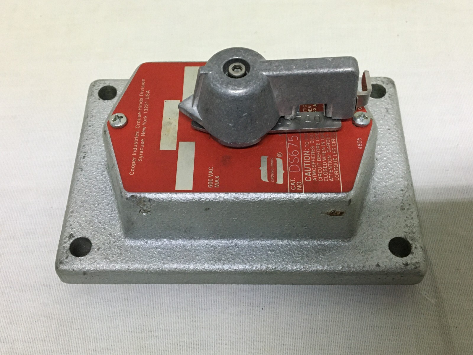 Crouse Hinds DS675 Explosion Proof Front Operate Selector Switch Cover (#20475)
