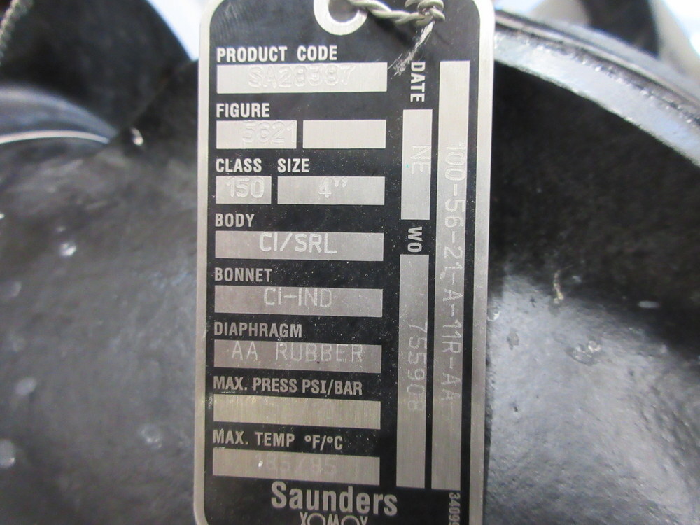 Saunders 100-56-21-A-11R-AA Crane Diaphragm Valve SA28387