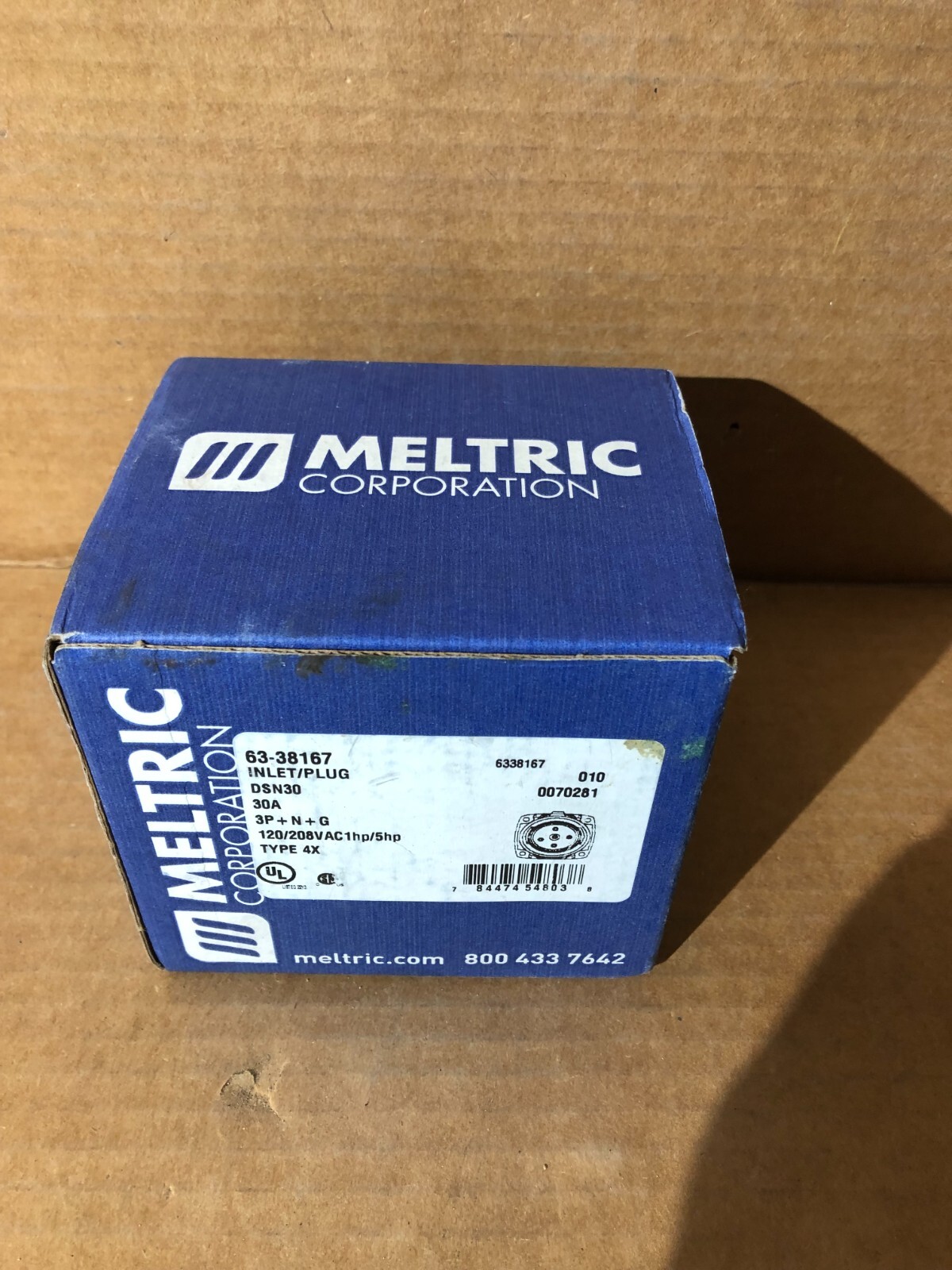 MELTRIC CORPORATION 63-38167, INLET PLUG, 30A, 120/208V, 60HZ, 3 POLES, #239273