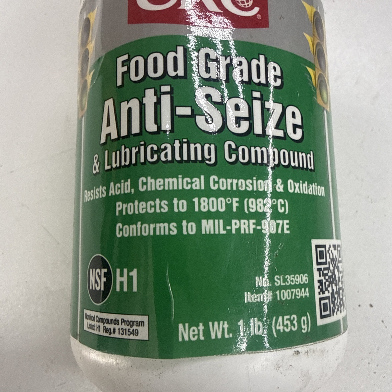 CRC SL35905 Food Grade Anti-Seize, H1 Food Grade, 16 Oz Brush-Top Can, White