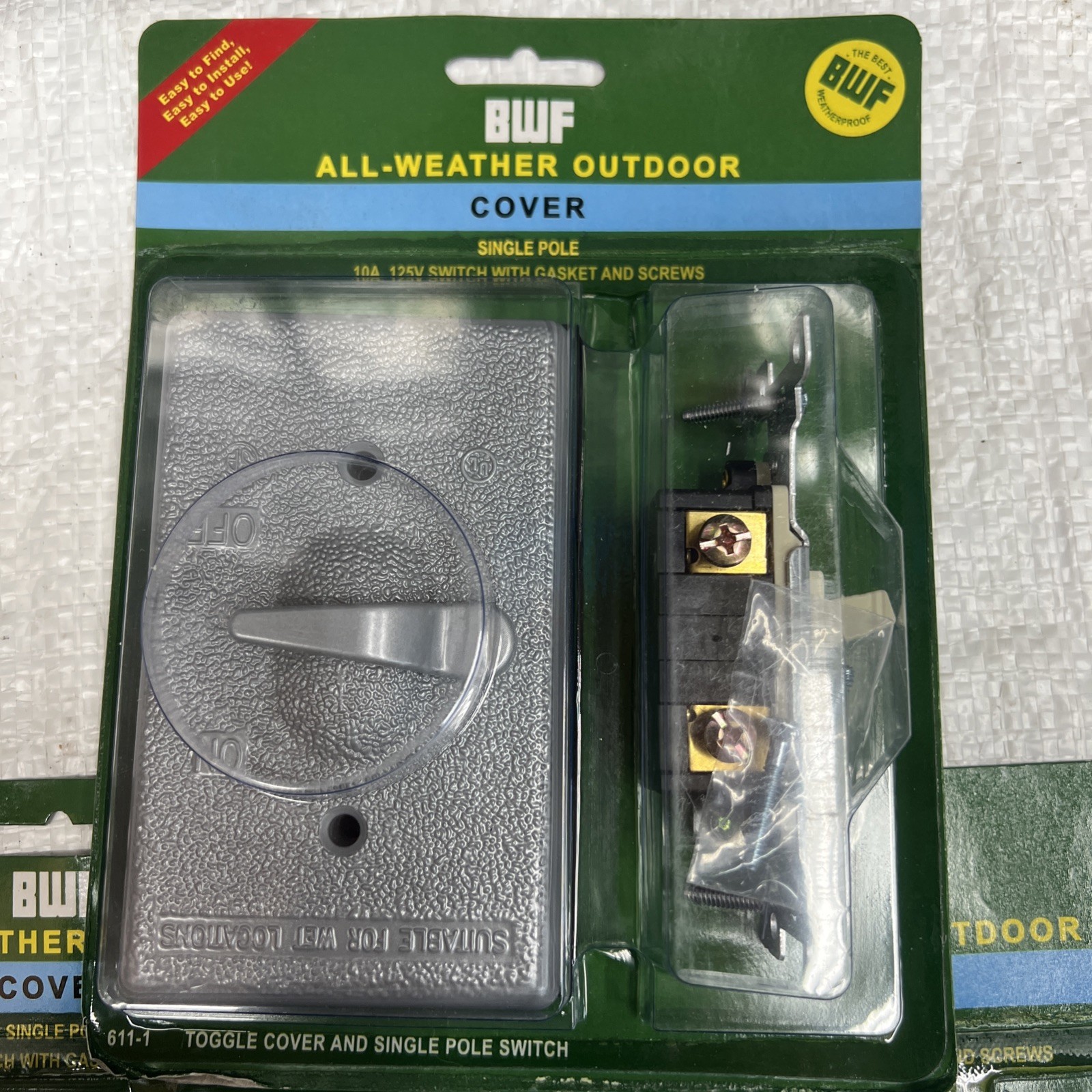 (3) BWF Toggle Switch Cover & Single Pole Switch 611-1 NEW