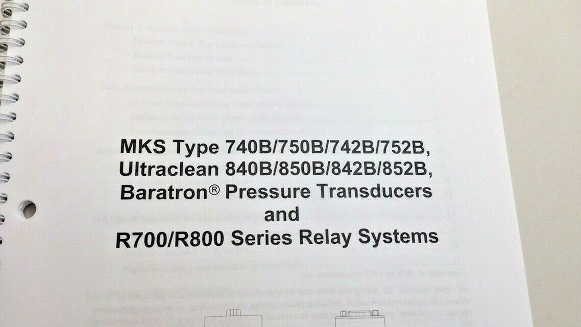 MKS Baratron 117802-P1 Revision F Instruction Manual For Pressure Transducers
