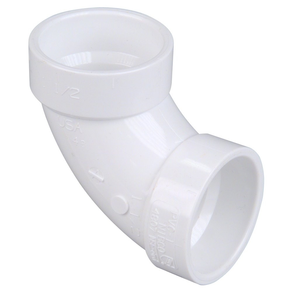 U4807 90-Degree Elbow PVC Fitting 1.5 Inch Schedule 40 HXH Pipe Connector
