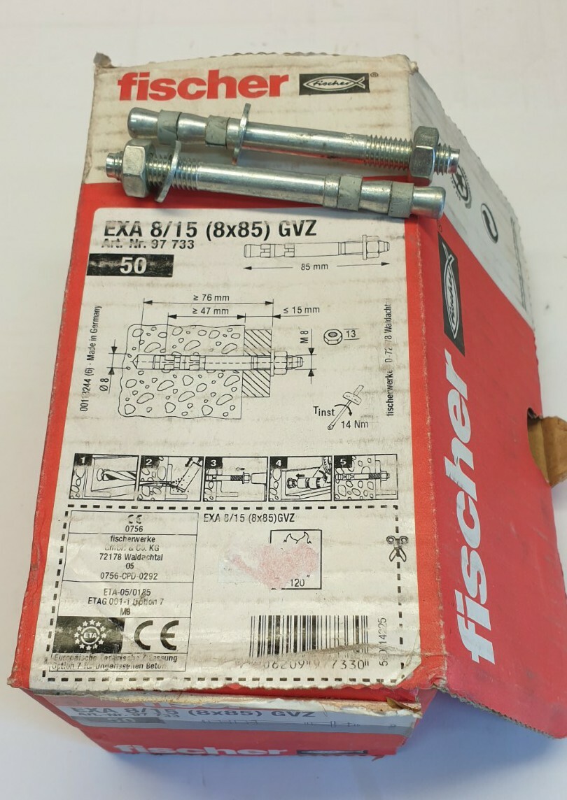 Box of 50 Fischer EXA 8/15 (8×85) GVZ anchor bolt 97733