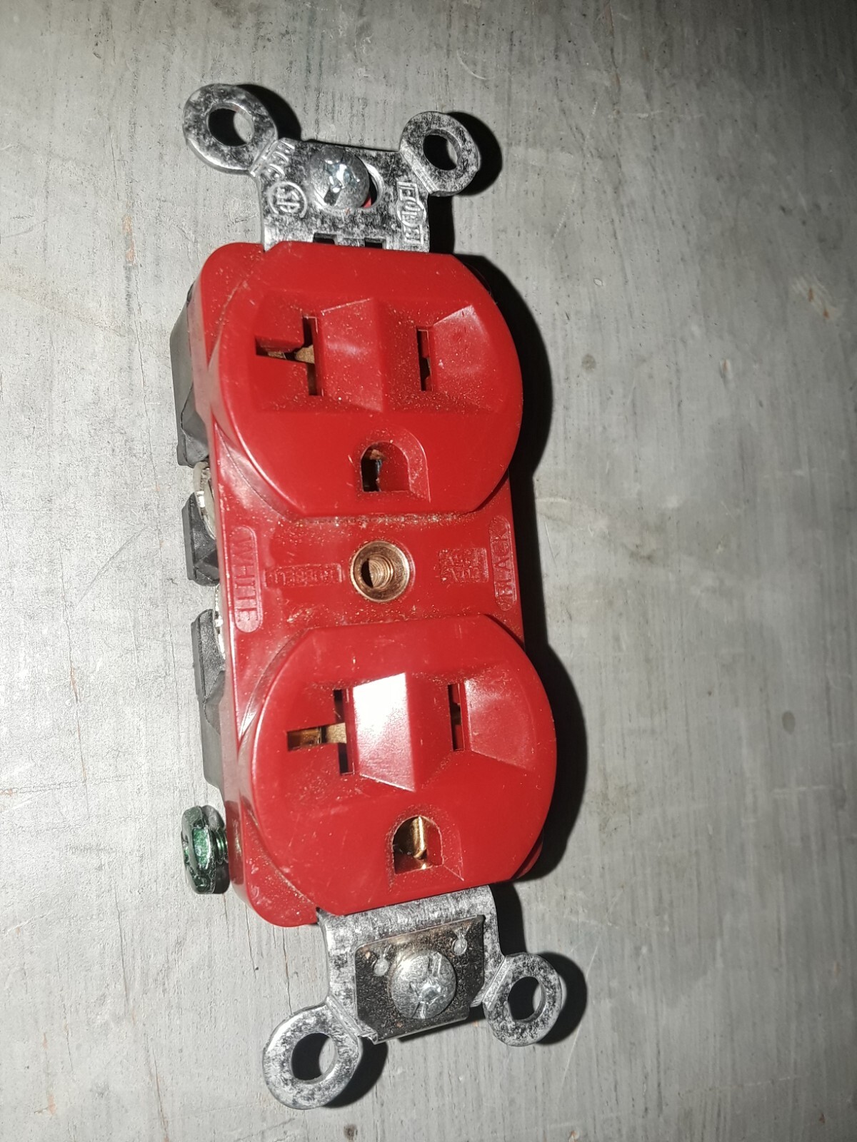 LOT of FIVE (5) HUBBELL RED DUPLEX RECEPTACLE 20A-125V Outlet 8300