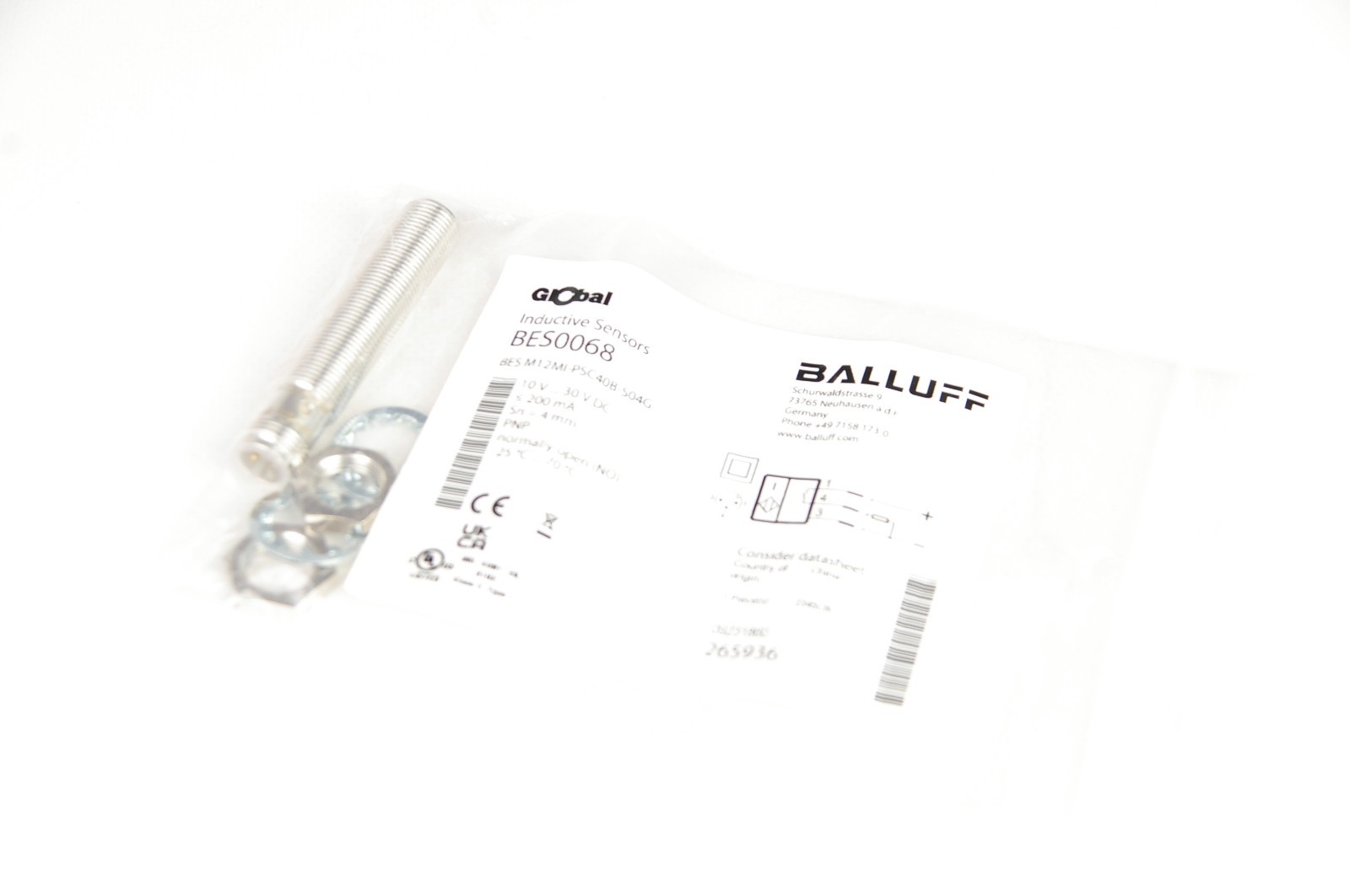 Balluff BES0068 BES M12MI-PSC40B-S04G Inductive Sensor