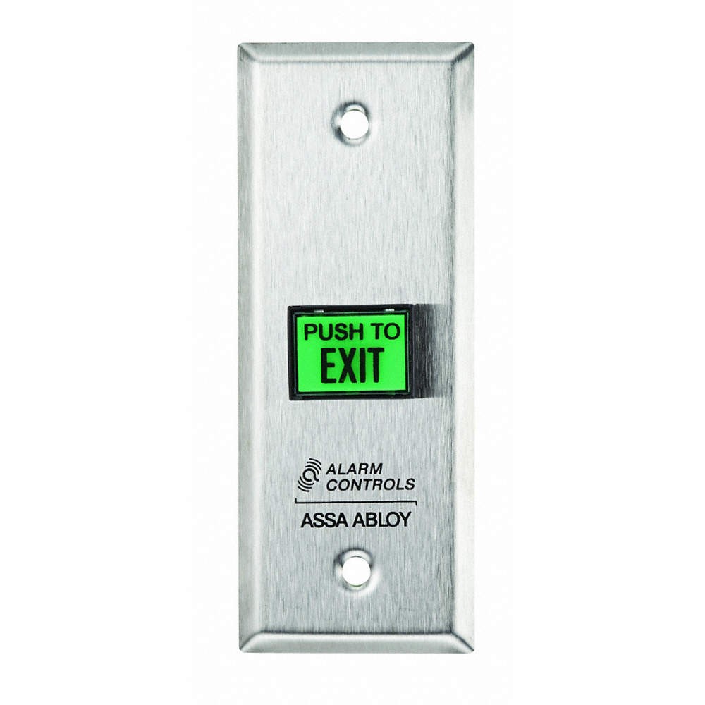 ALARM CONTROLS TS-9 Exit Button,Narrow,Stainless Steel 52ND25