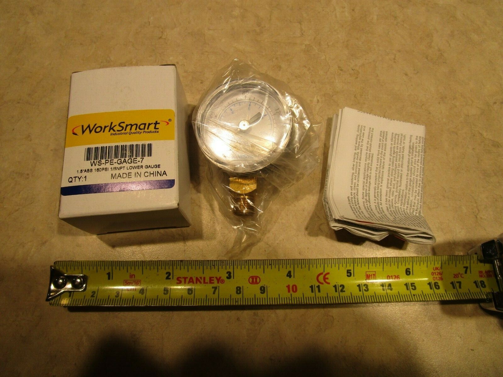 WORKSMART WS-PE-GAGE-7, 160PSI, 1/8″ NPT GAGE, F0012