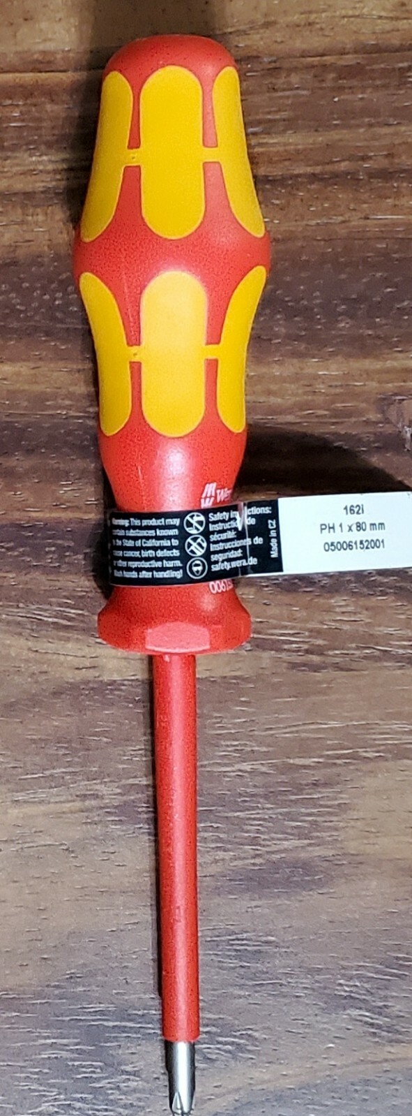 Wera PH1x80 1000V Insulated Phillips #1 Screwdriver