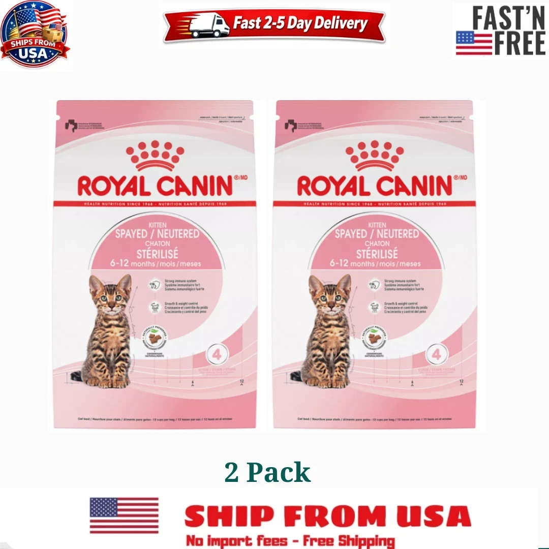 2 PACK Royal Canin Feline Health Nutrition Spayed/Neutered Kitten Dry Cat, 2.5lb