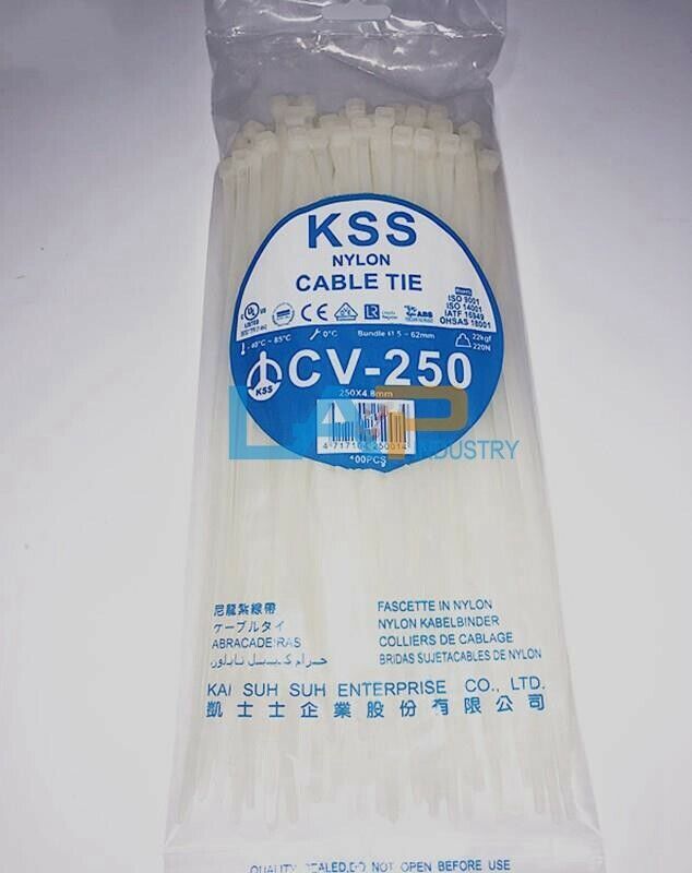 New For KSS CV250 Nylon Cable Tie CV-250 4.8×250 100PCS/bag