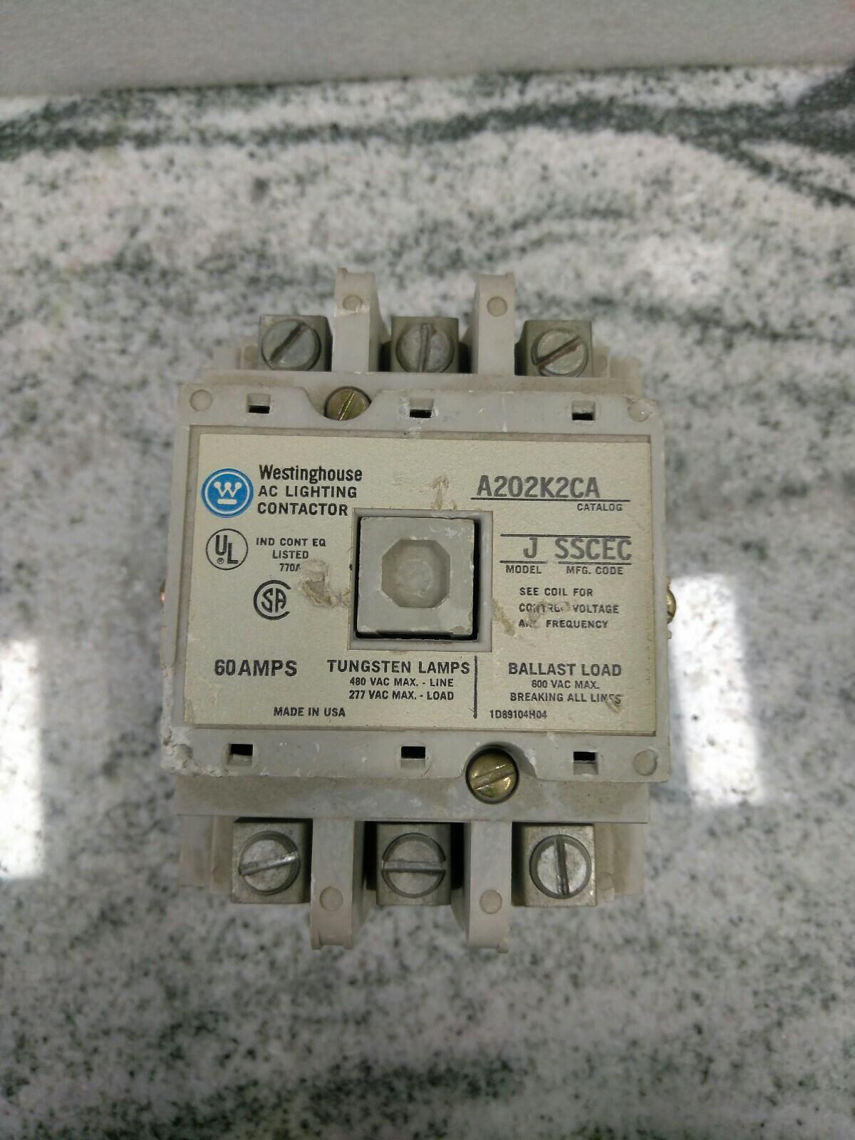 Westinghouse A202K2CA 60A Contactor 505C806G01 TUNGSTEN LAMP /480VA MODEL J(13D1