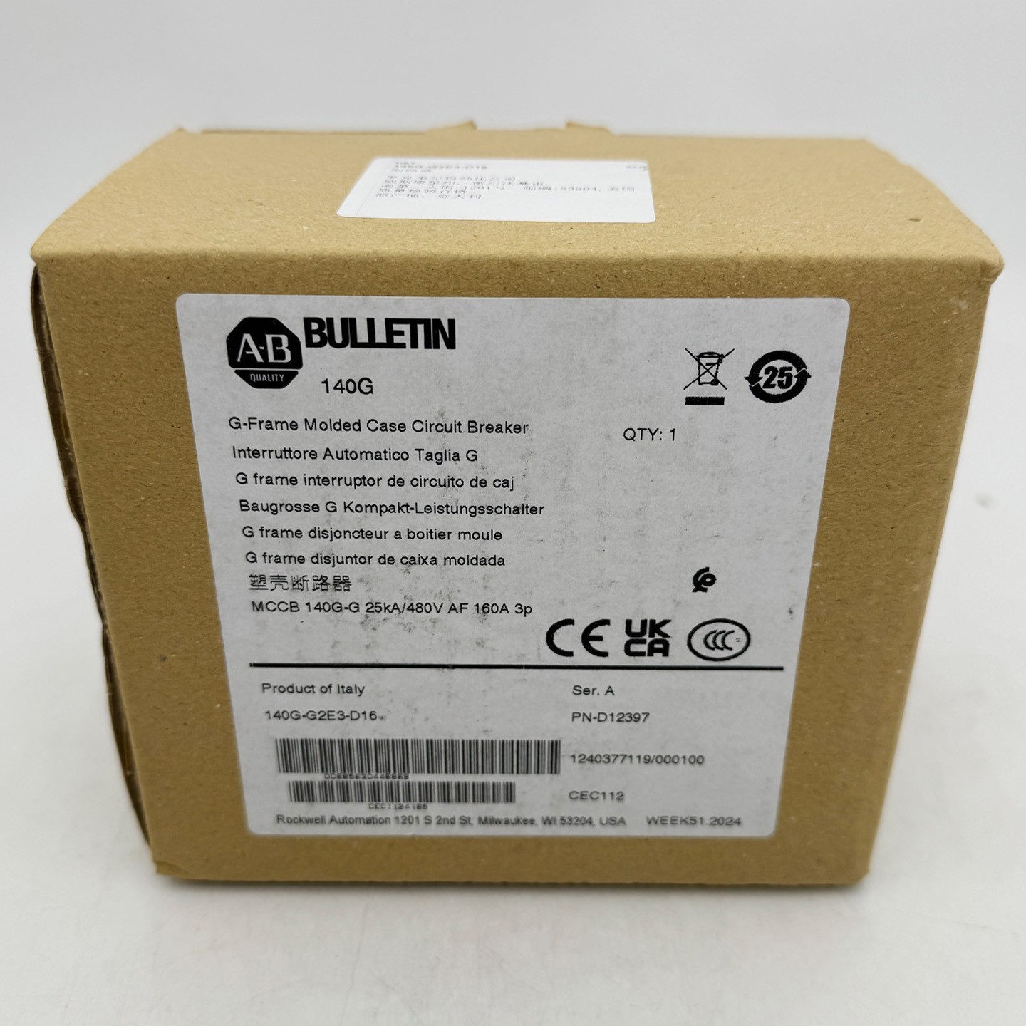 140G-G2E3-D16 140G 125A Frame Molded Case Ckt-Bkr New Original 140GG2E3D16