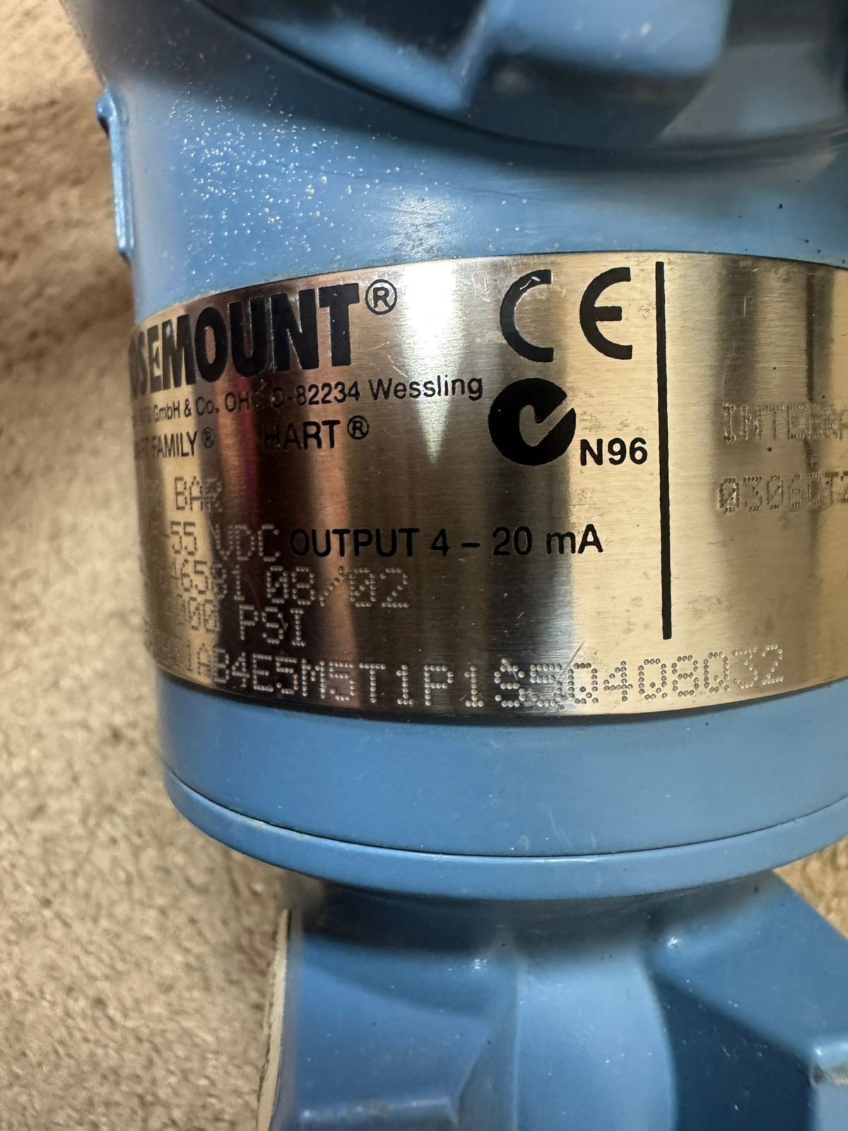 Rosemount / Pressure Transmitter / 3051TG5 / WP 690 BAR / CAL 0-4000 PSI