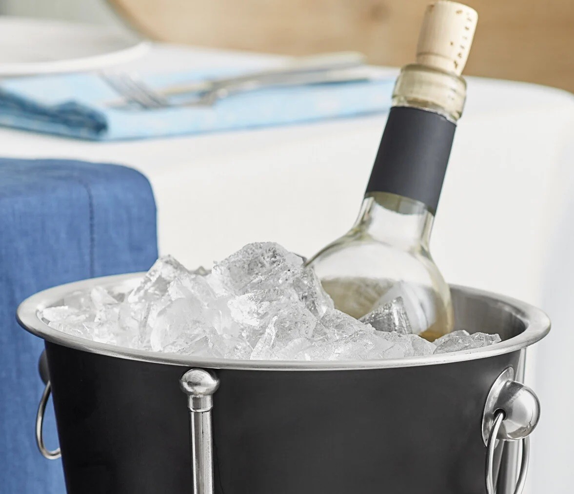 OCS Parts 8.5″ 4-Quart Black Steel Wine and Champagne Cooler Ice Bucket