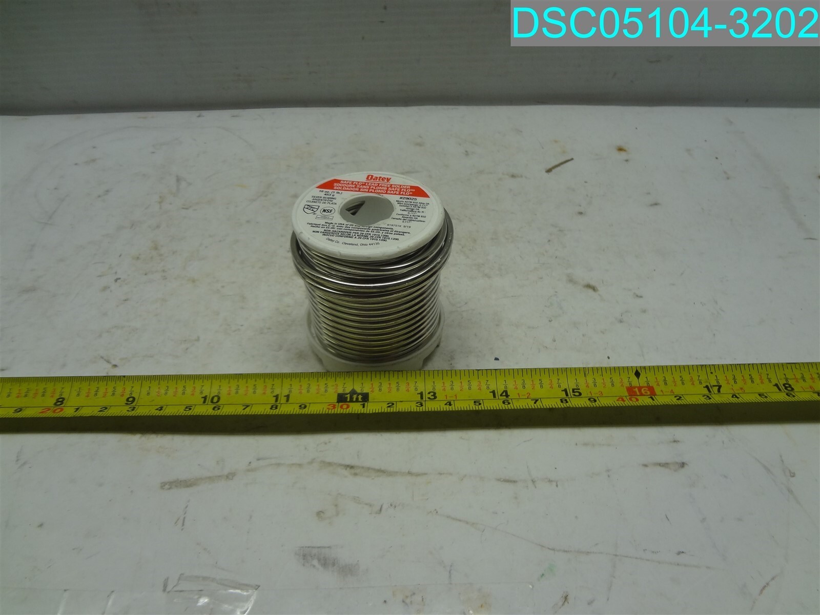 1 LB Roll Oatey 29025 Silver Alloy Lead Free Solid Wire Solder