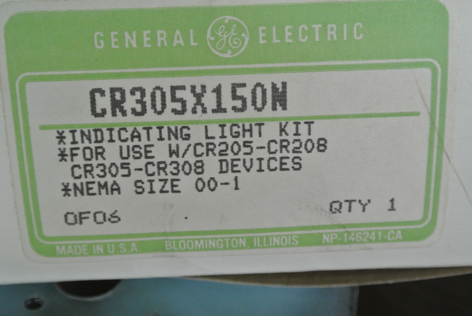 GE / GENERAL ELECTRIC CR305X150N INDICATING LIGHT KIT – SIZE 00-1 – NEW SURPLUS