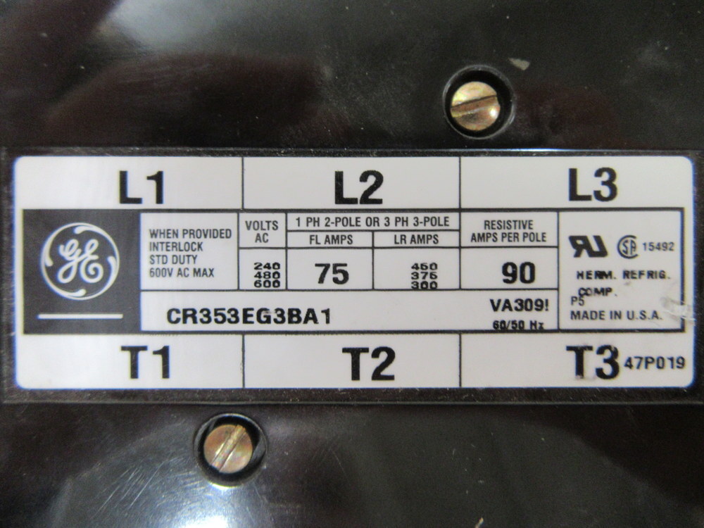 General Electric CR353EG3BA1 Contactor Chipped W/O Lugs