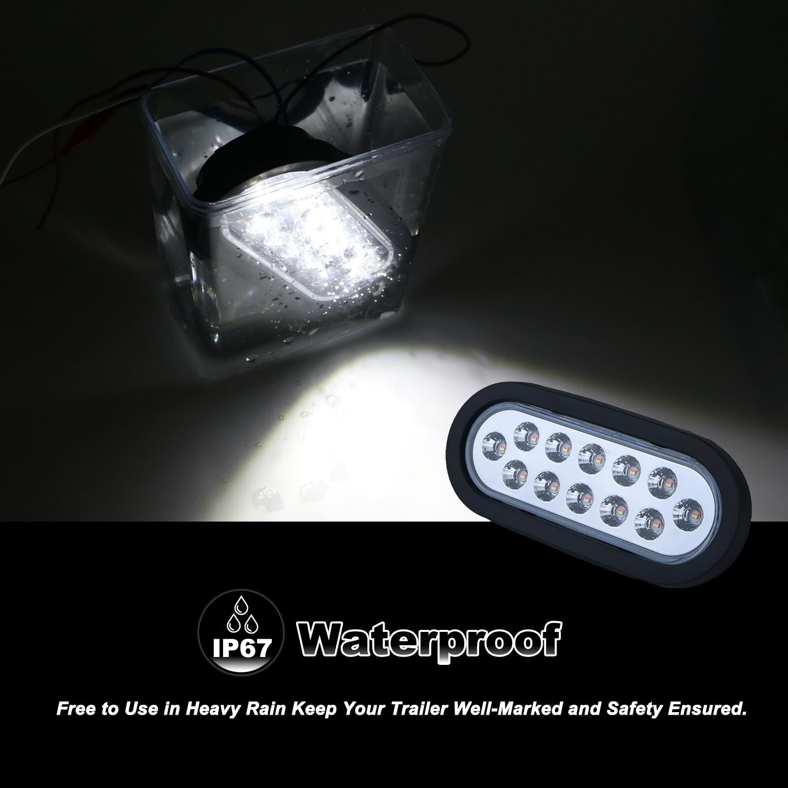 Dual Revolution 6 Inch Oval LED Tail Lights – Red Stop, Turn & White Backup/R…