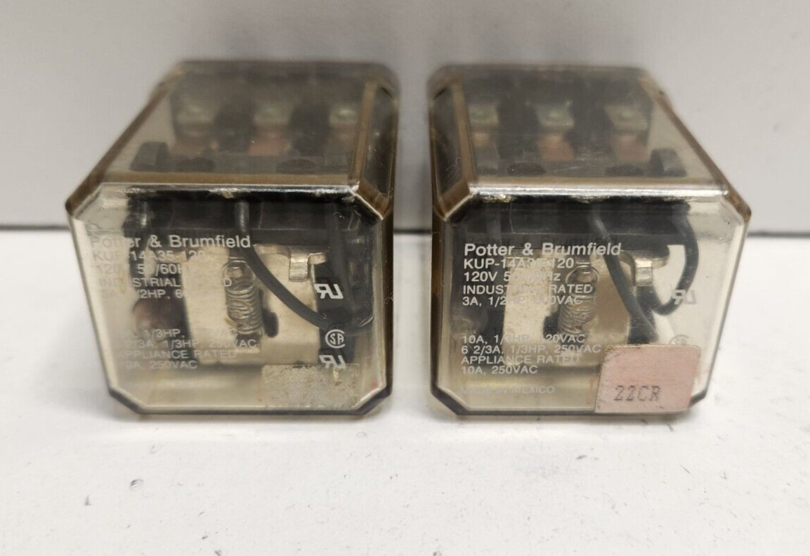 LOT OF 2 GUARANTEED! POTTER & BRUMFIELD 3PDT 120V COIL RELAYS KUP-14A35-120