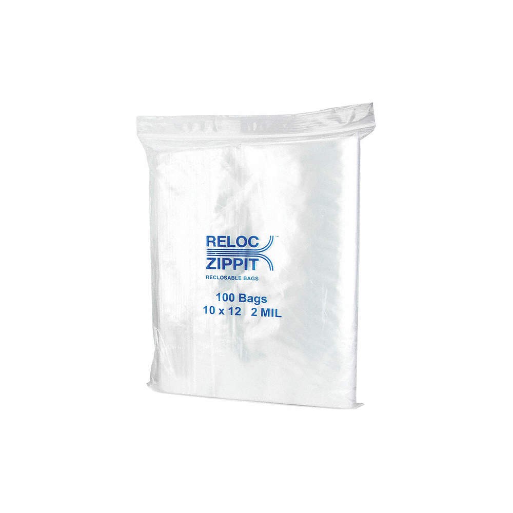 RELOC ZIPPIT R1012 Reclosable Poly Bag,Zip Seal,PK1000 38UU90