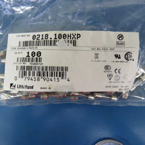 LITTELFUSE 0218.100HXP Qty of 20 per Lot 100mA 250V AC DC Fuse Cartridge Gla