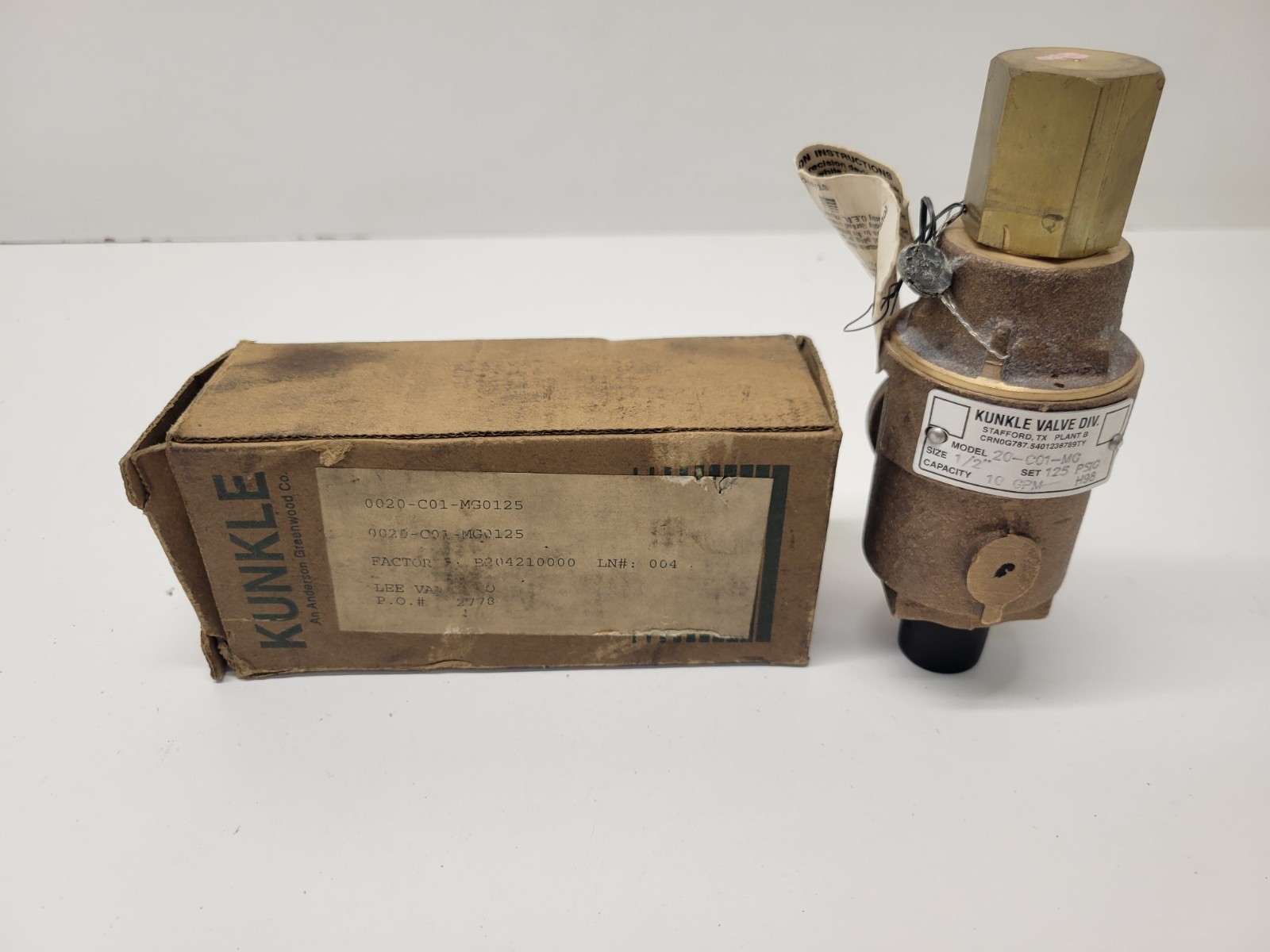 NEW OLD STOCK! KUNKLE 1/2″ 125PSIG 10GPM BRONZE VALVE 20-C01-MG