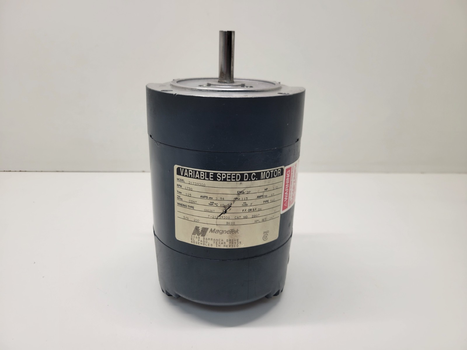 NEW OLD STOCK! MAGNETEK 1/2HP 115V 1750RPM VARIABLE SPEED DC MOTOR D807 21739300