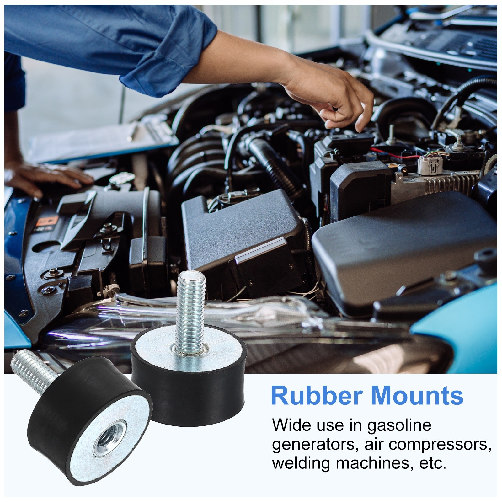 1Pcs M10x27mm Rubber Mounts, 39x20mm(DxH) Rubber Shock Absorber Mount with Nuts
