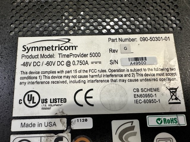 Symmetricom TimeProvider 5000 Chassis – TIMEPROVIDER 5000 – 090-50301-01