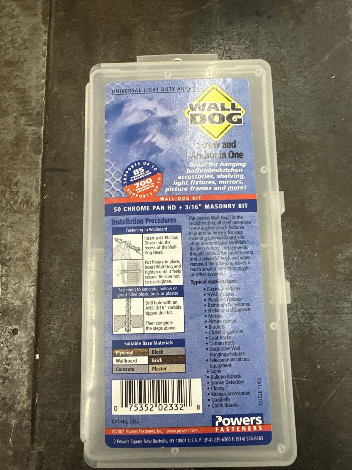 Wall Dog Screw and Anchor In One With Bit