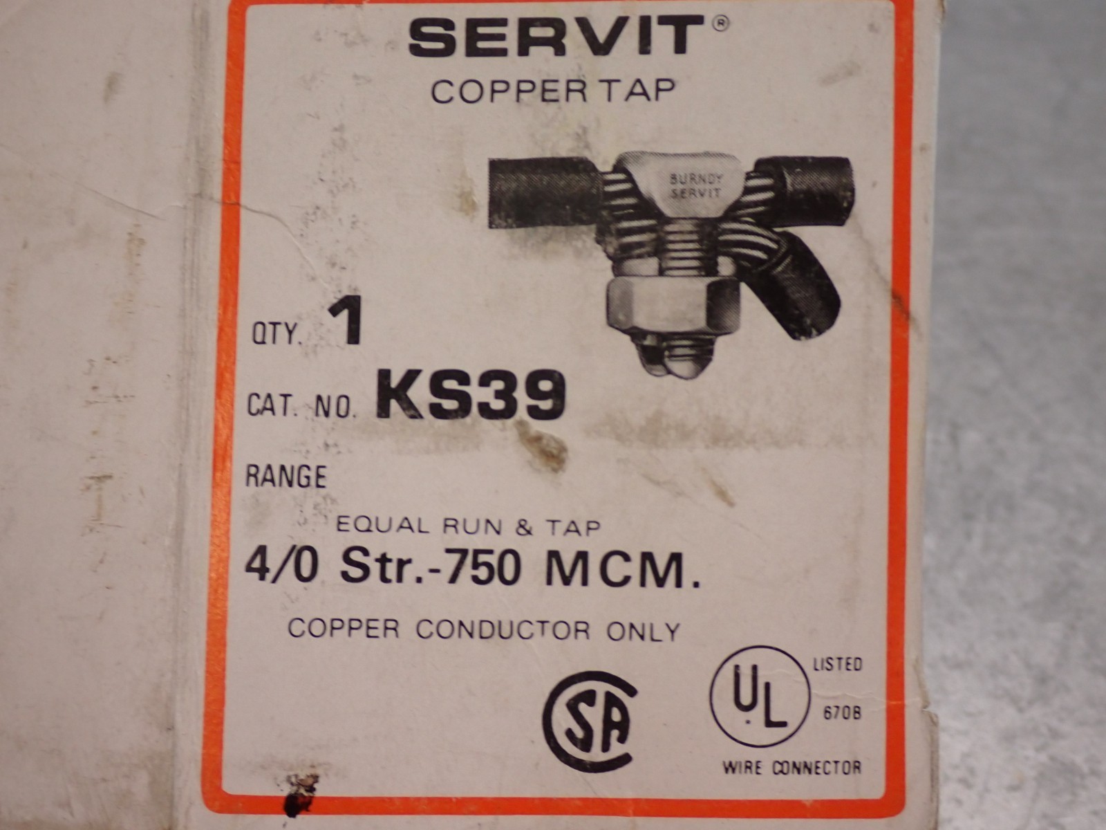 BURNDY KS39 Servit Split Bolt connector 4/0 str-750 NEW